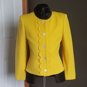 Valentino Miss V Sz 8 Wool Yellow Blazer Jacket